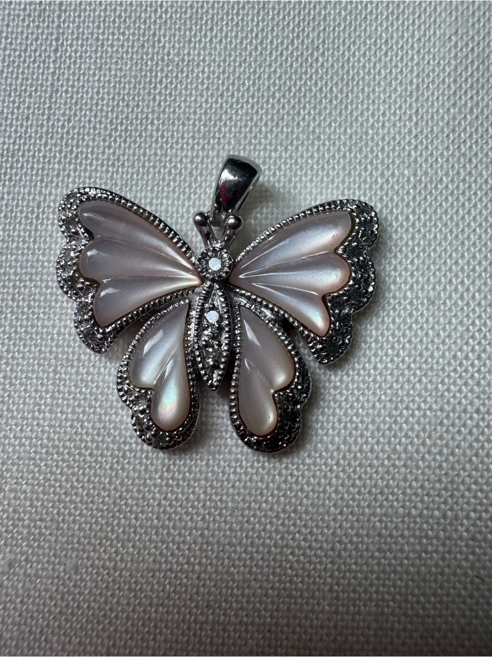 Pink Mother-of-Pearl Butterfly Pendant Necklace